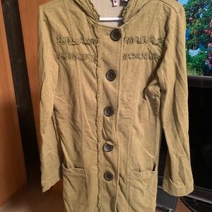 Olive Green Button-Up Sweater Coat